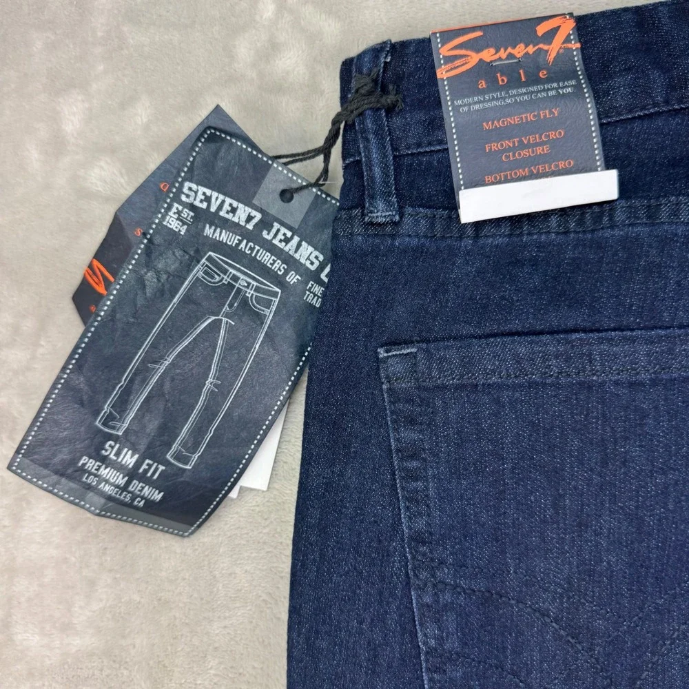 Seven7 Able Jeans Mens 32x30 Blue Slim Adaptive Magnetic Fly Easy Dressing New